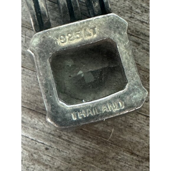 Vintage Sterling Silver And Clear Gemstone Pendant Rectangular Cut - Picture 5 of 7